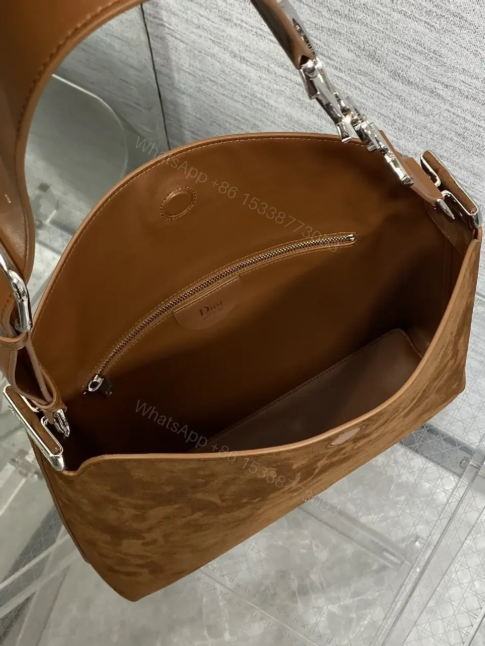 View 5 of Rich Suede Shoulder Bag: Minimalist, Subtle Branding, Crossbody