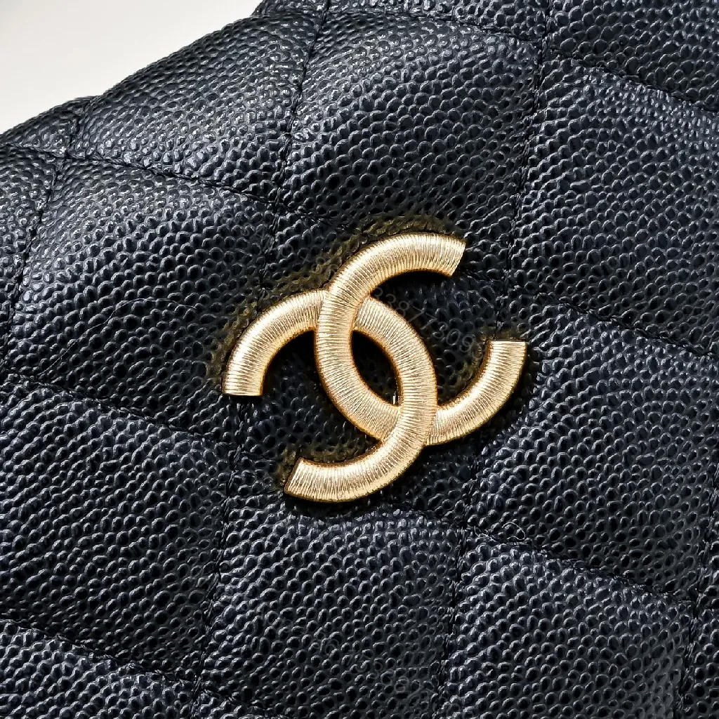 View 9 of Compact Black Quilted Mini Bag with Gold Hardware, Crossbody Style