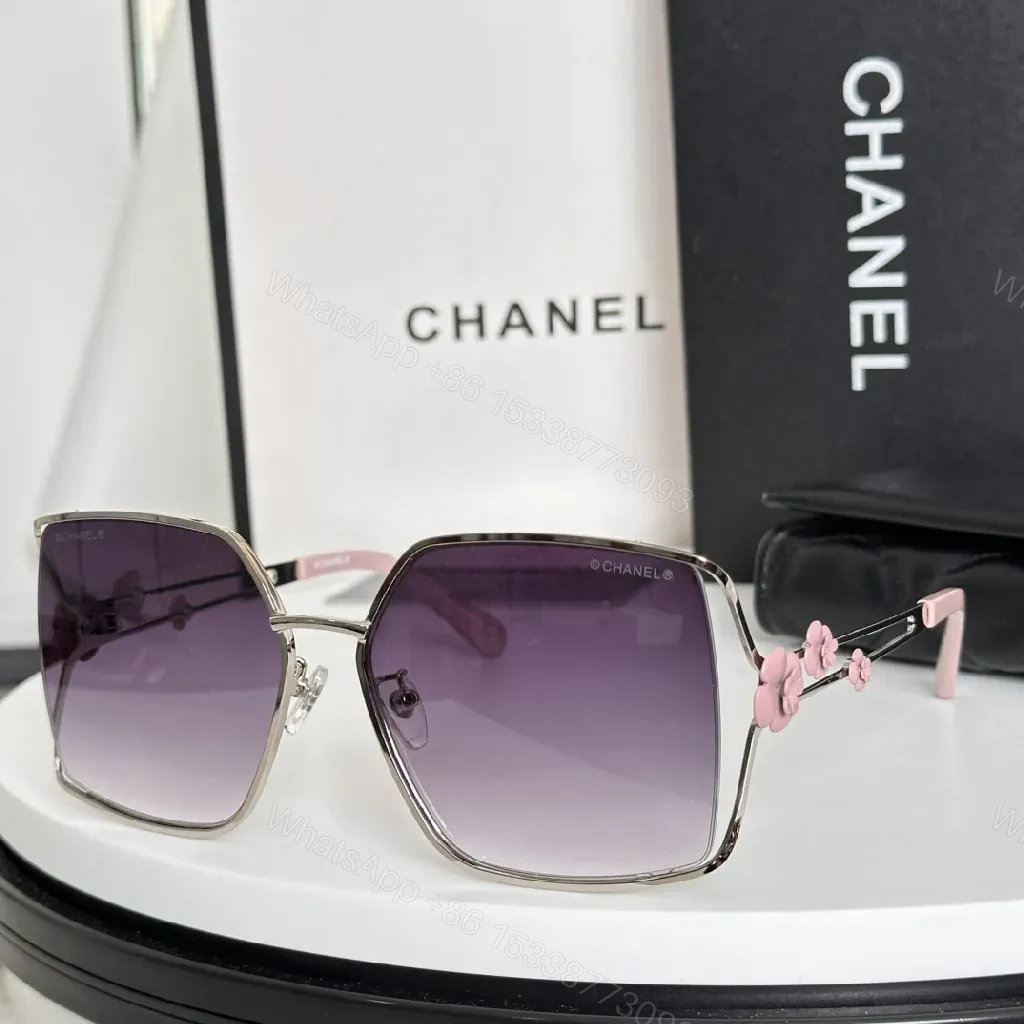 Lavender Gradient Sunglasses with Floral Accents, Oversized Square — view 1