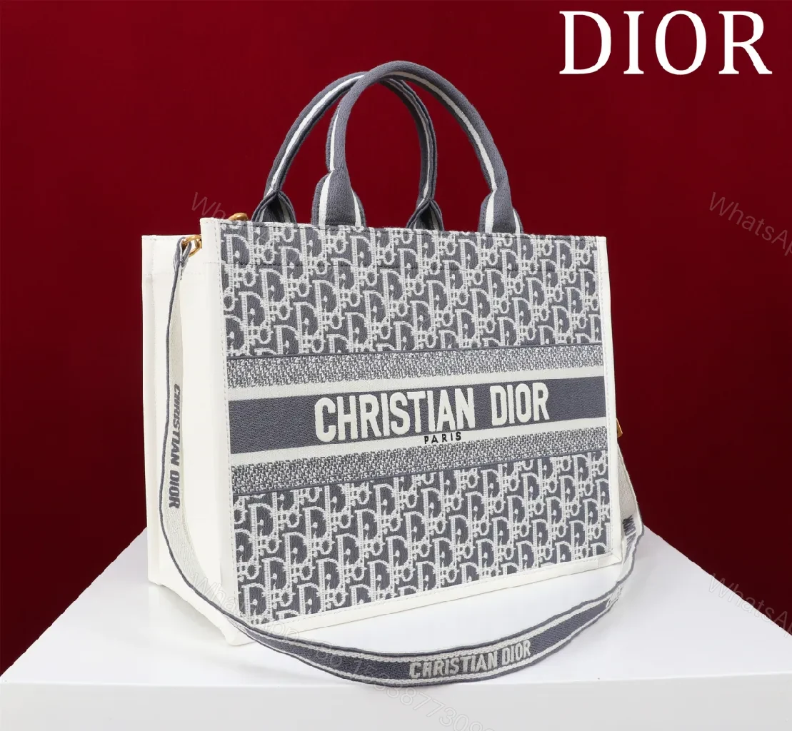View 2 of Grey Monogram Tote: Structured, Iconic Dior-Inspired Luxury Bag