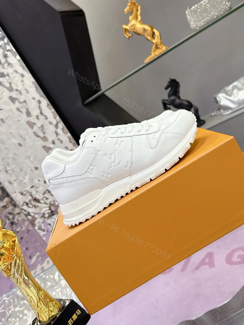 View 6 of White Leather Luxe Sneakers: Subtle Texture, All-Day Comfort