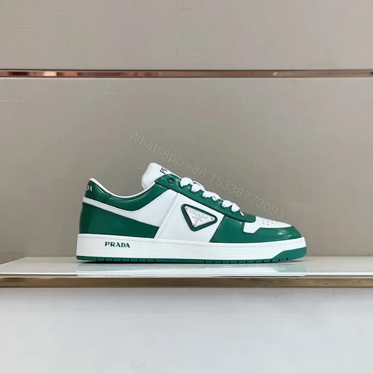 View 6 of Prada Green-White Leather Sneakers: Luxury Everyday Comfort