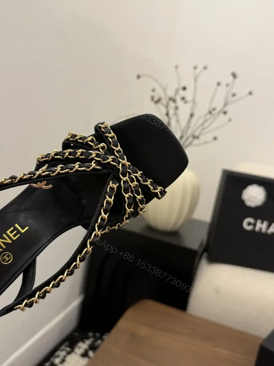View 4 of Block-Heel Sandals: Chain-Detail, Sculpted, Elegant Style, All-Day Comfort
