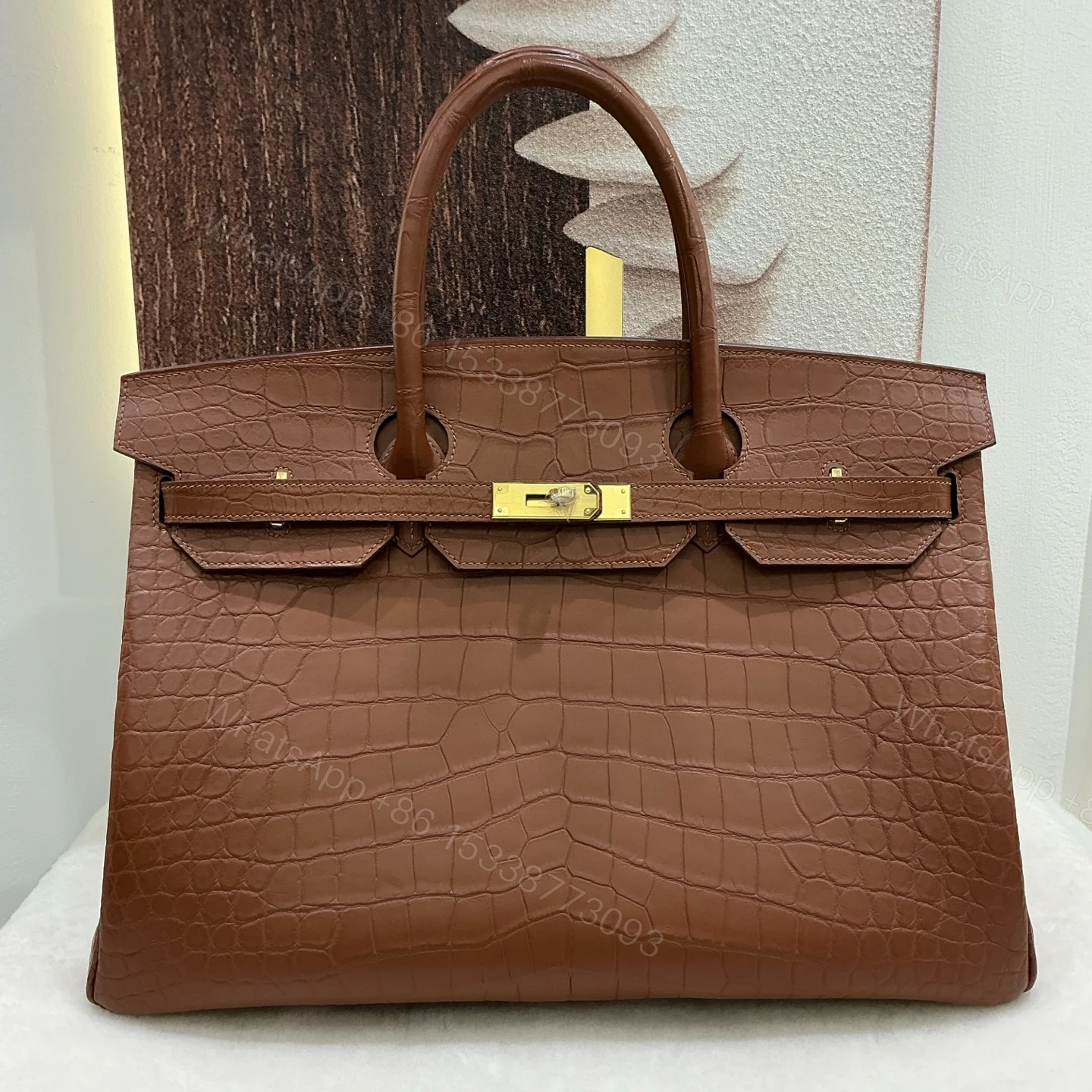 Hermes 一比一 女款 Birkin 手提包 深棕鱷魚紋 高端奢華風 — view 1