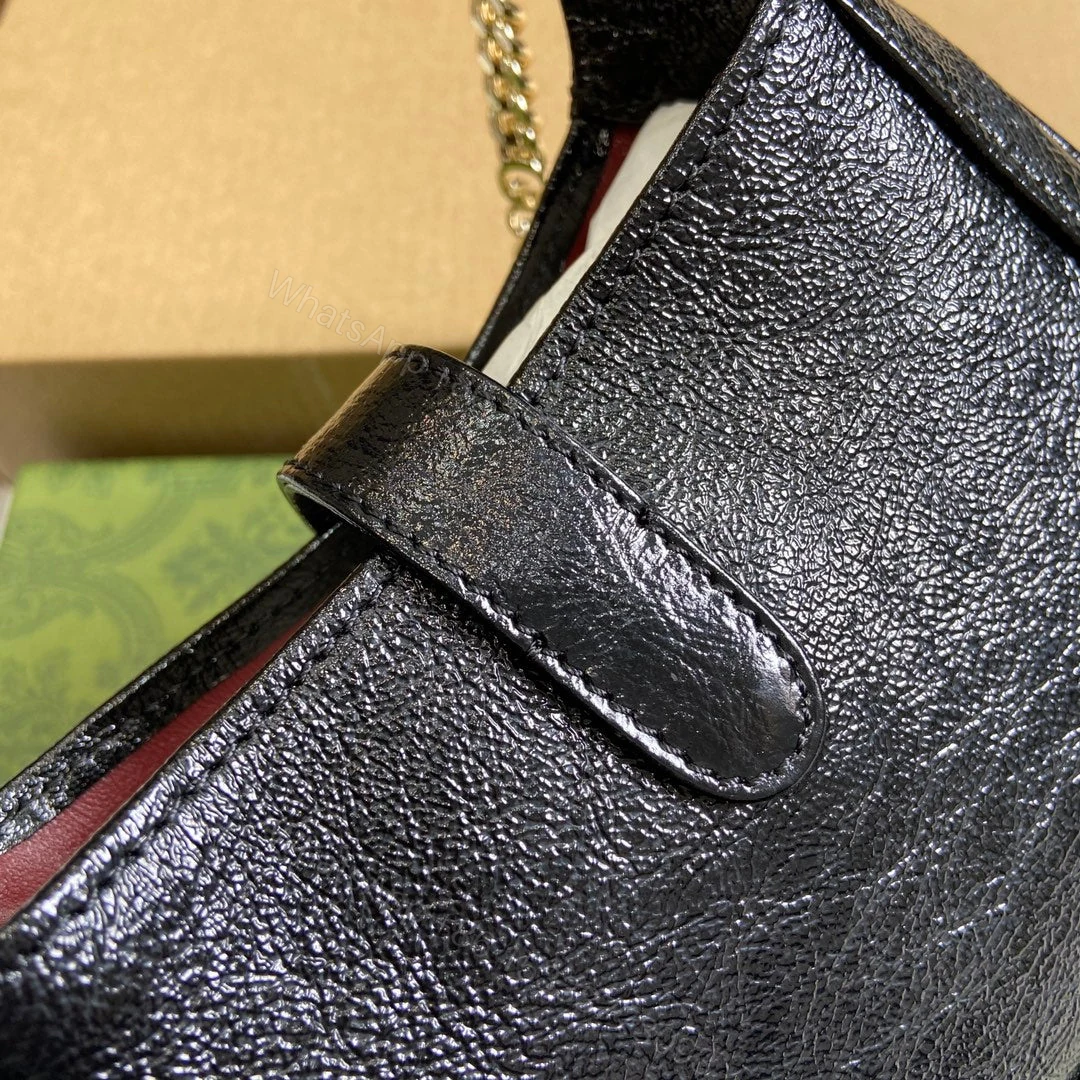 View 3 of JACKIE NOTTE MINI BAG 19 IN BLACK CRACKED LACQUER CALFSKIN GOLD HARDWARE