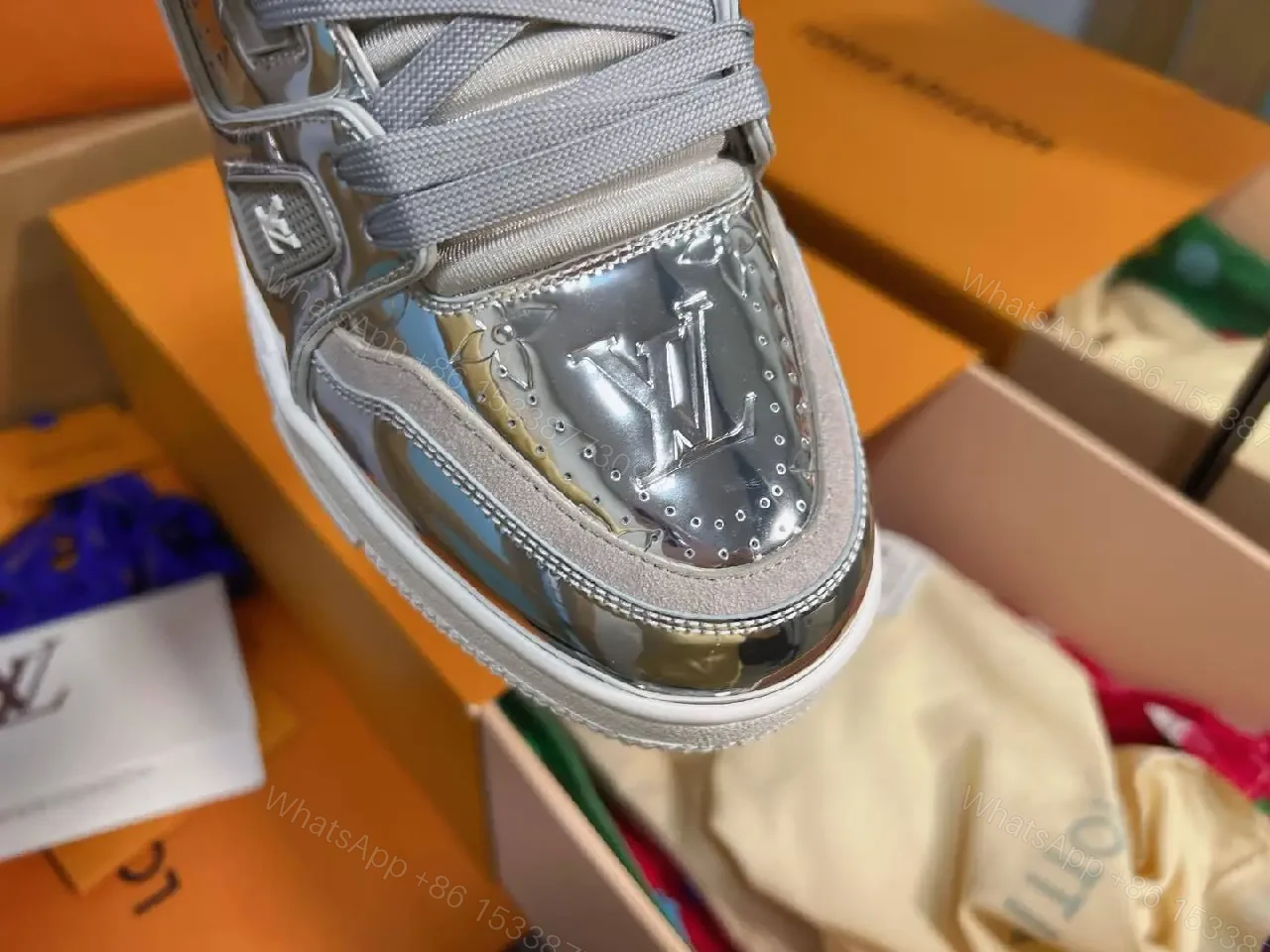 View 3 of Sparkling Metallic Sneaker: Luxury Comfort, Designer-Inspired Style