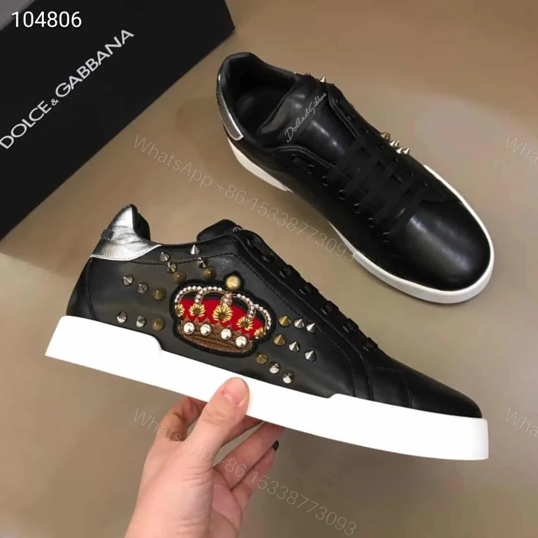 View 2 of DOLCE & GABBANA CALFSKIN PORTOFINO SNEAKERS WITH PATCH – DG1