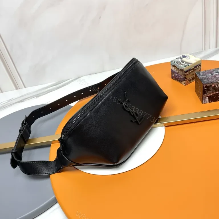 View 4 of Compact Leather Belt Bag â€” Subtle YSL Monogram, All-Day Luxury