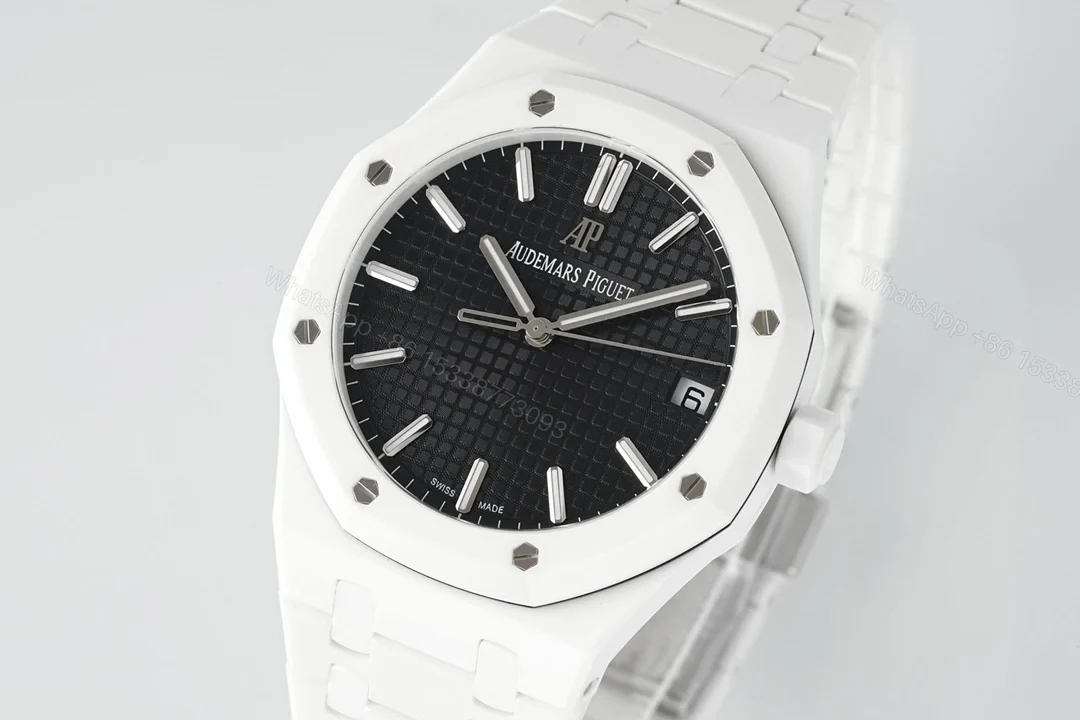 View 7 of Replica AP Royal Oak White Ceramic Black Dial 41mm