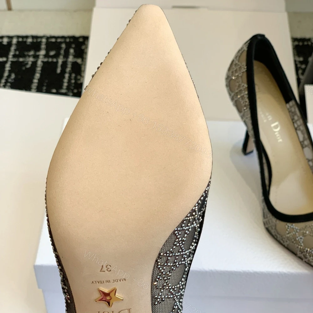 View 9 of 高仿Dior*Capture系列KDG299尖頭燙鑽高踭鞋10CM黑色免檢版
