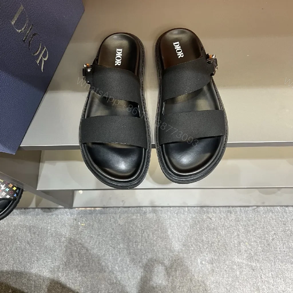 View 6 of Bold Textured Straps Black Leather Sandals: Minimalist Luxury