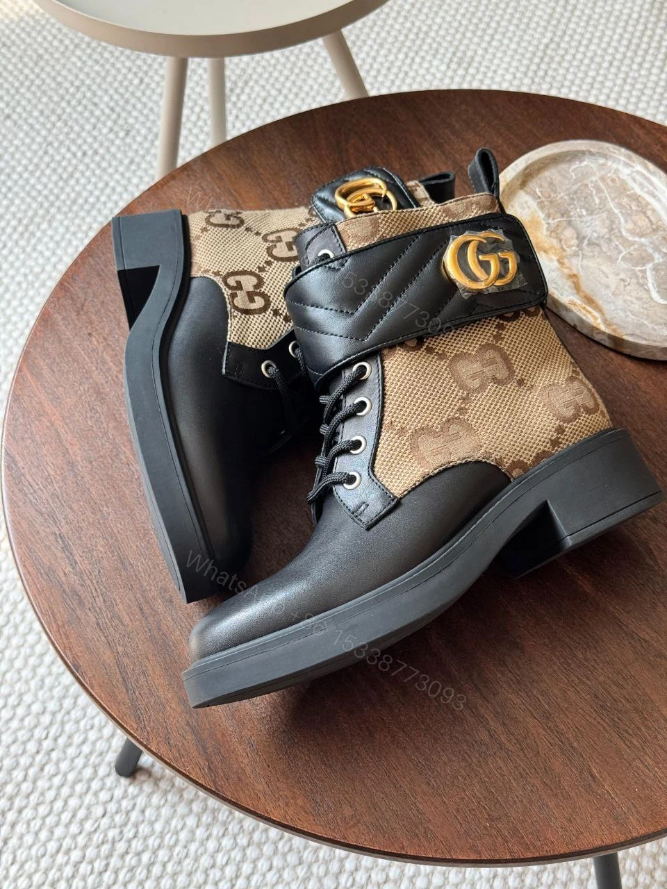 View 3 of GUCCI Lace-up boots GG SUPREME