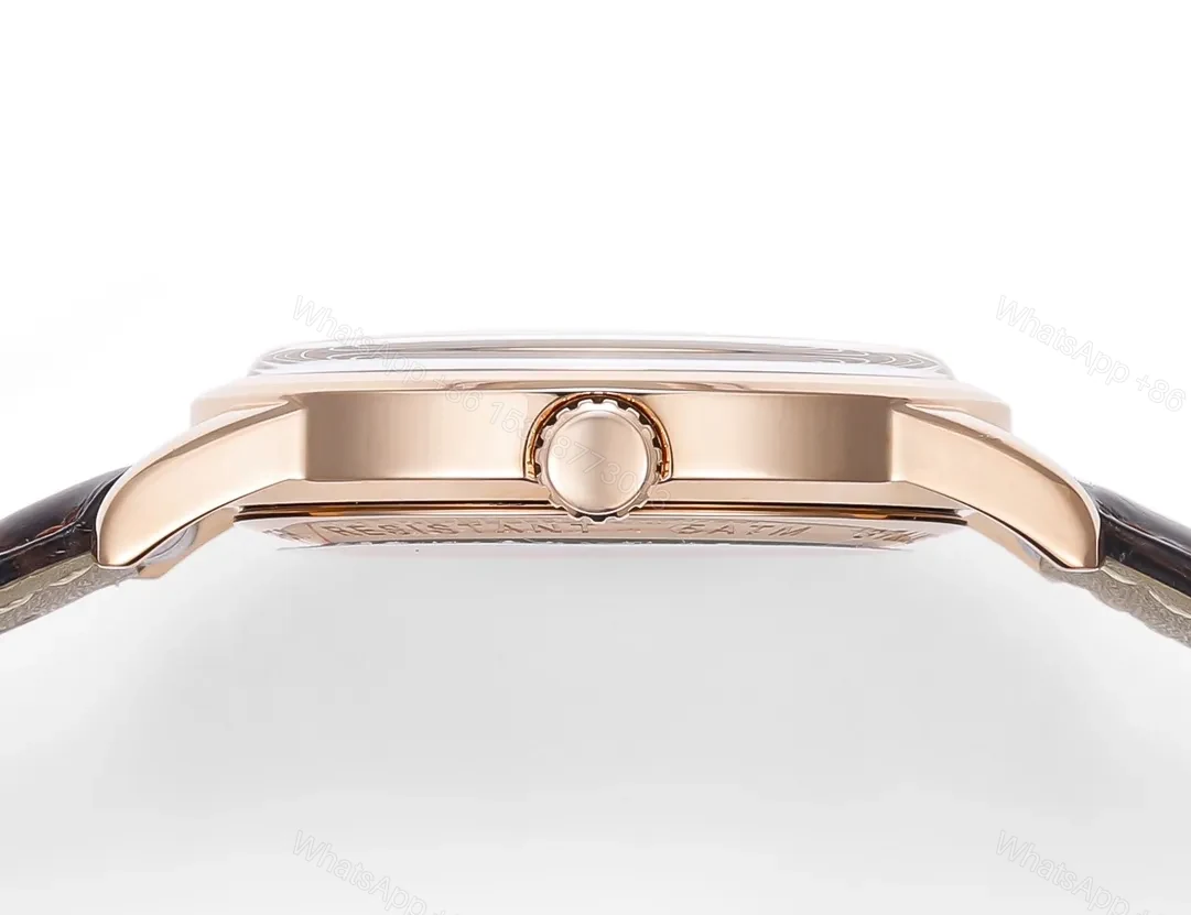 View 7 of Longines Conquest Classic Re Edition Cyclops Watch Rose Gold with Black Dial and Brown Leather Strap