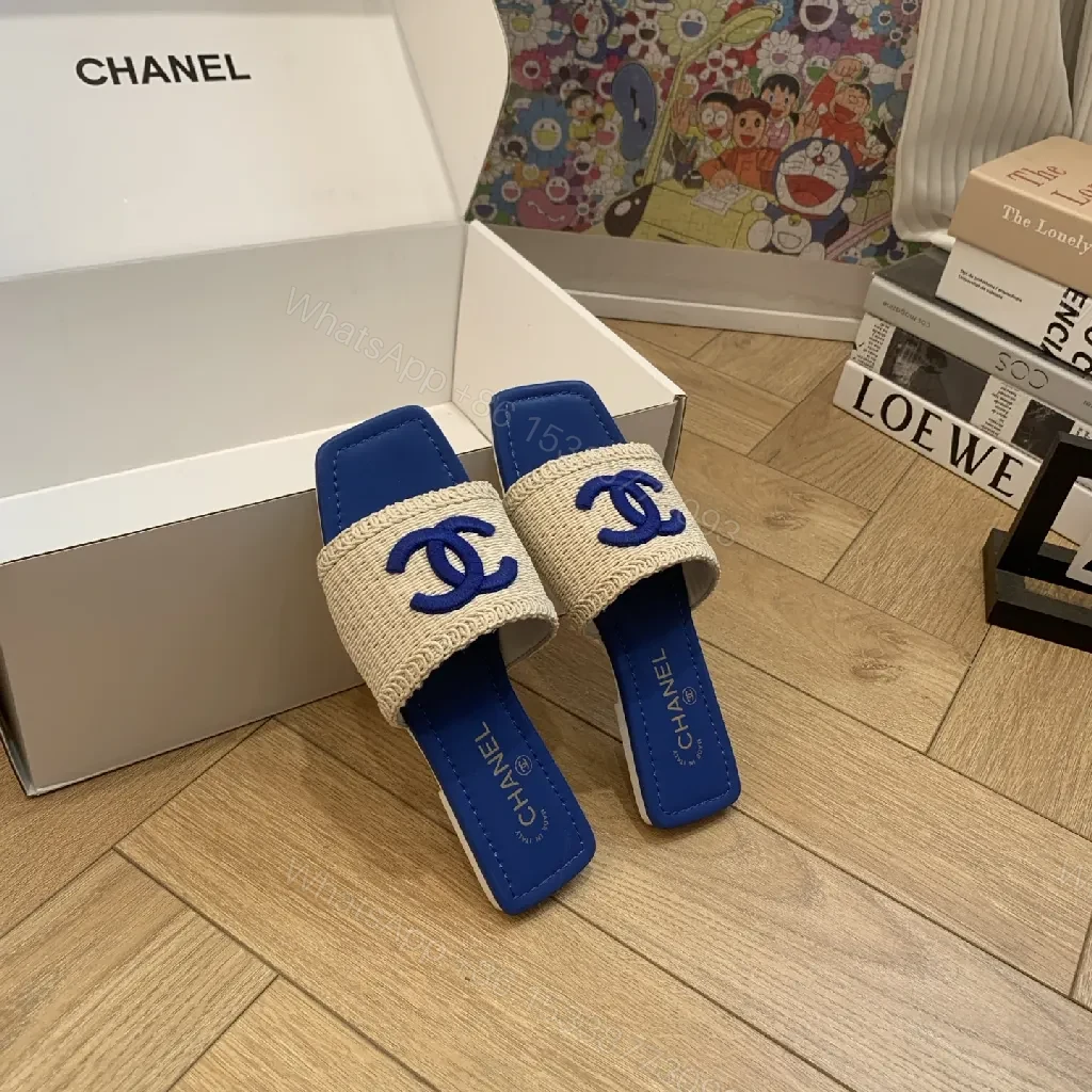 View 5 of Blue Woven Strap Slide - Designer-Inspired Luxury Sandal