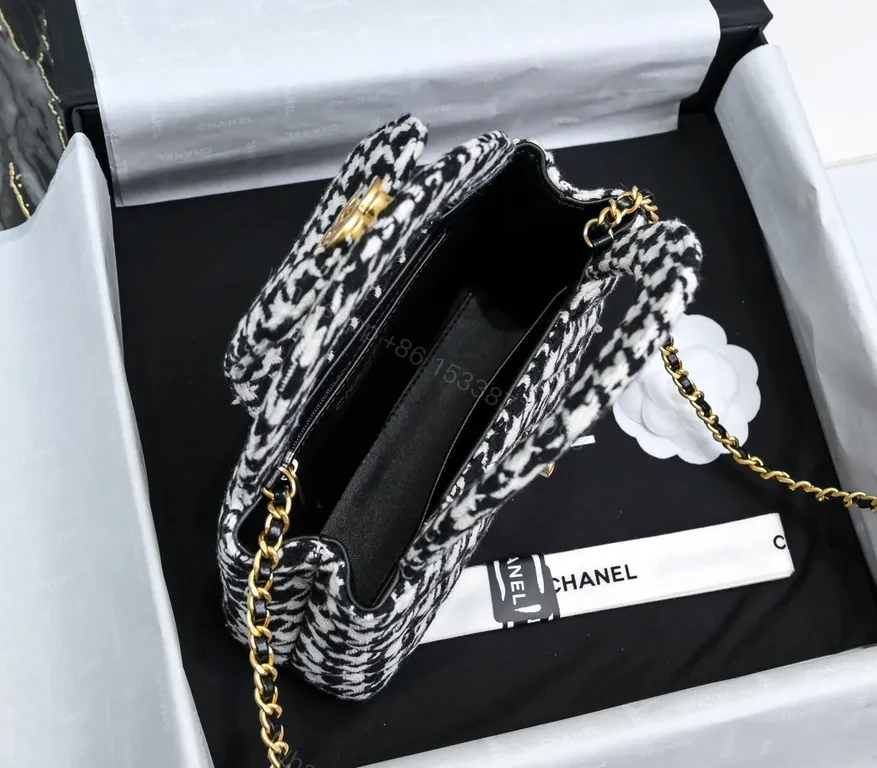 View 3 of Chanel-Inspired Houndstooth Mini Bag: Luxe Everyday Charm