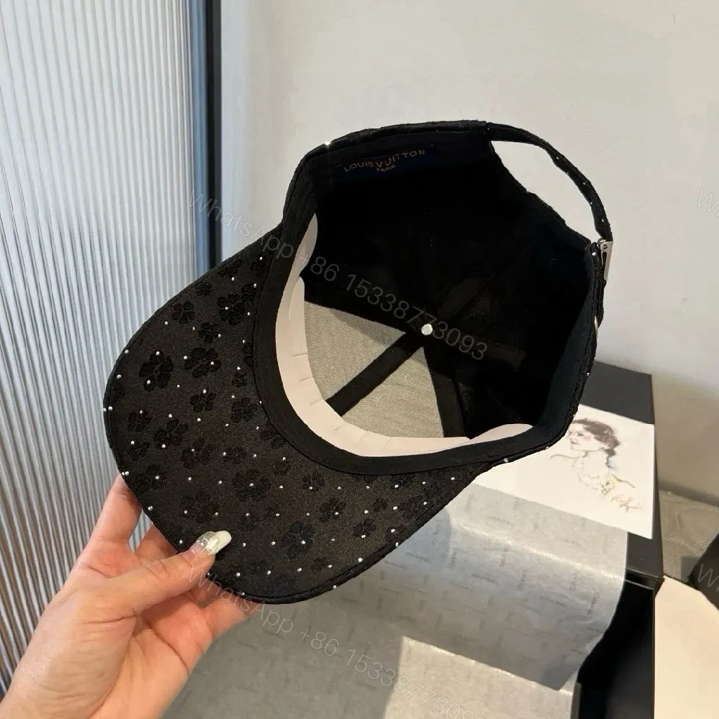 View 7 of Black Diamond-Embellished Cap with Monogram Detail