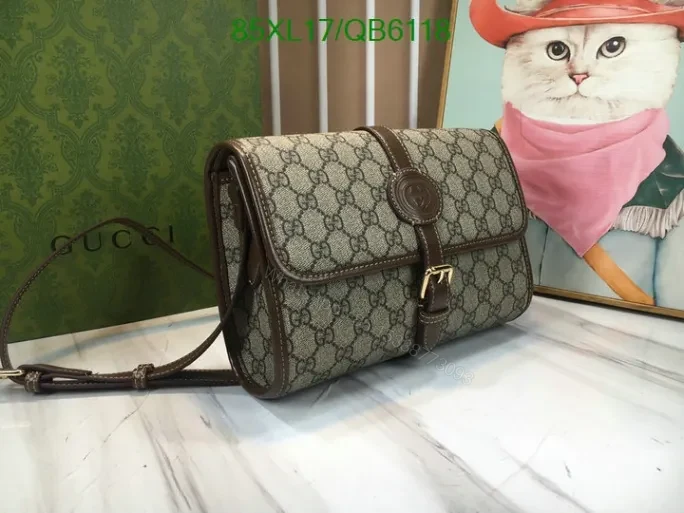 View 8 of Gucci Inspired Supreme Black Messenger Bag QB61187 with Interlocking G