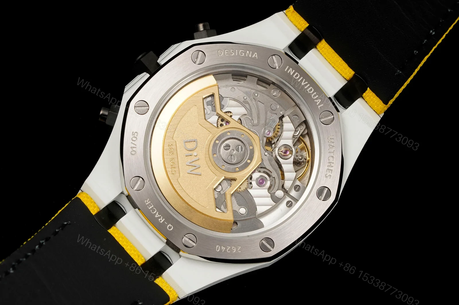 View 9 of AP Royal Oak Yellow Replica 42MM Premium Carbon Bezel White Case Yellow Strap Edition AP-RO-CB-WHT-YLW-42