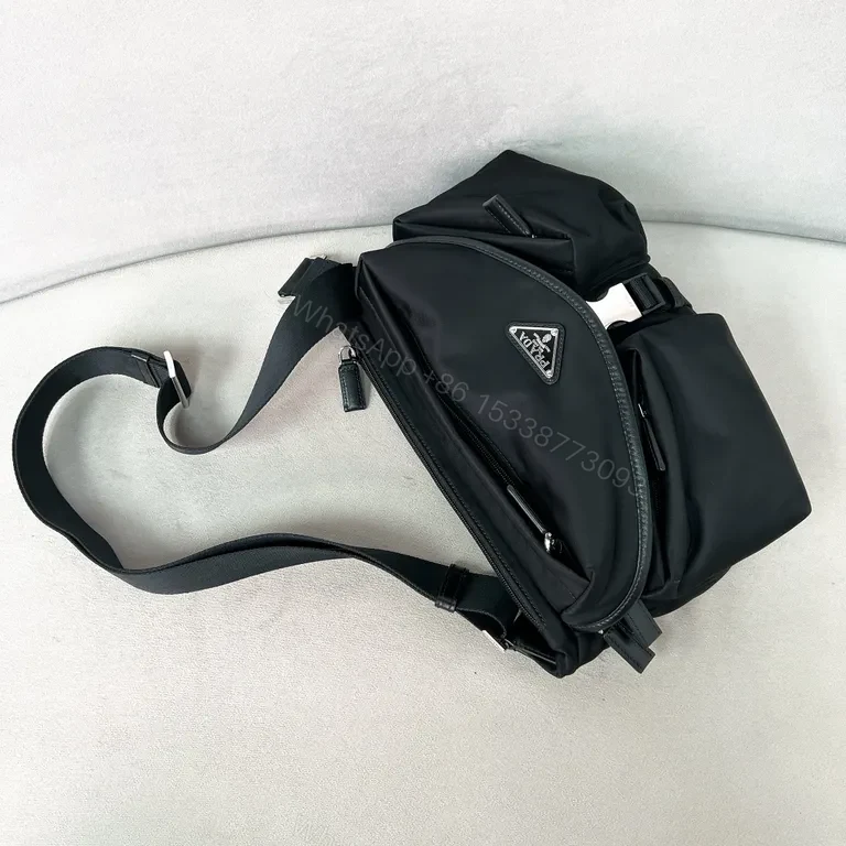 View 3 of Compact Luxury Crossbody: Pristine Black Nylon with Prada Accents