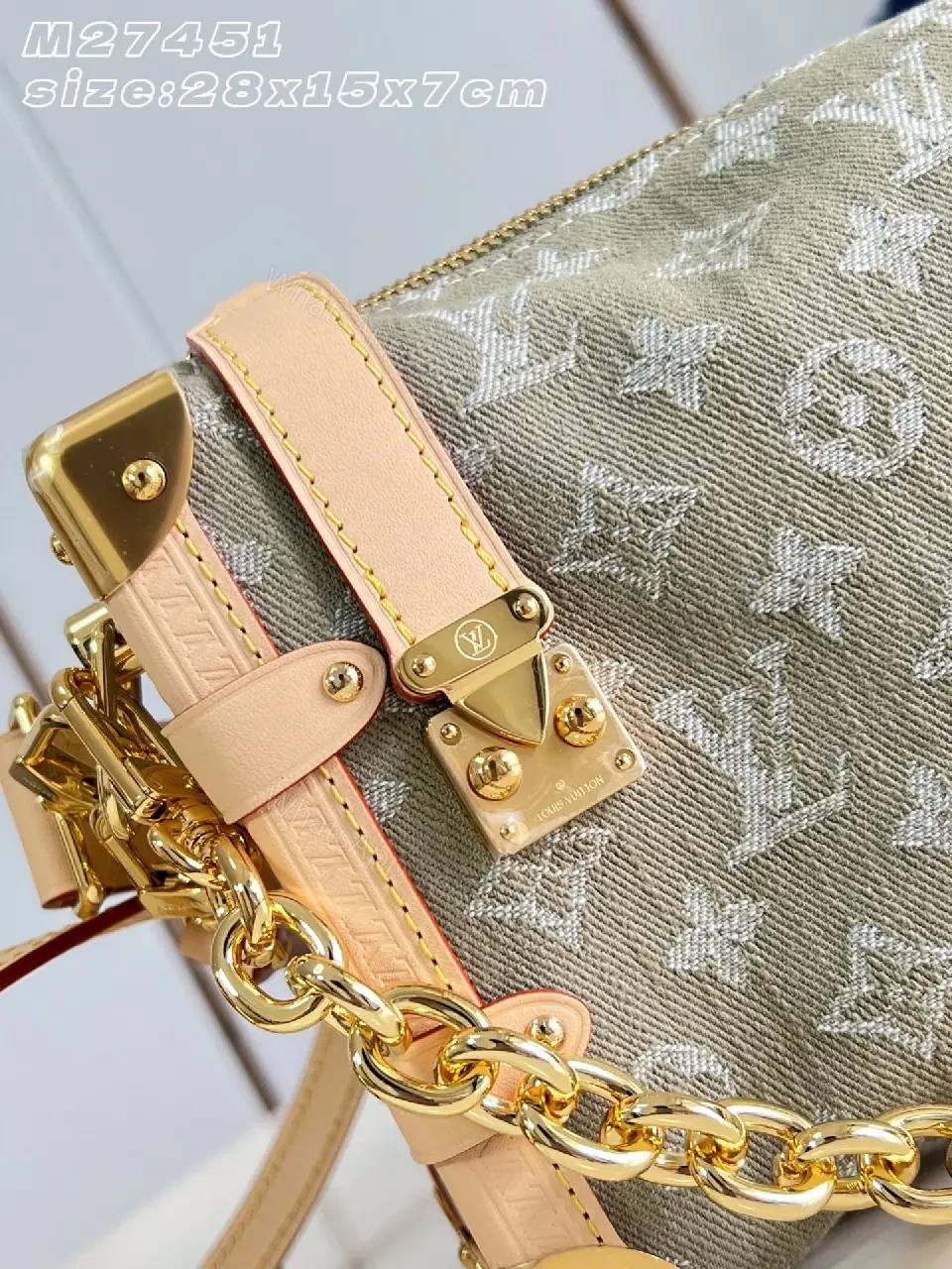 View 8 of Chic Monogram Leather Satchel: Elegant All-Day Luxury Bag