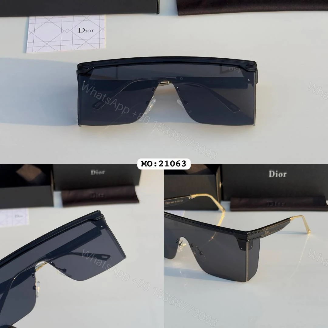 View 3 of First Copy Dior Shield Black Sunglasses Oversized Frame Unisex UV Protection