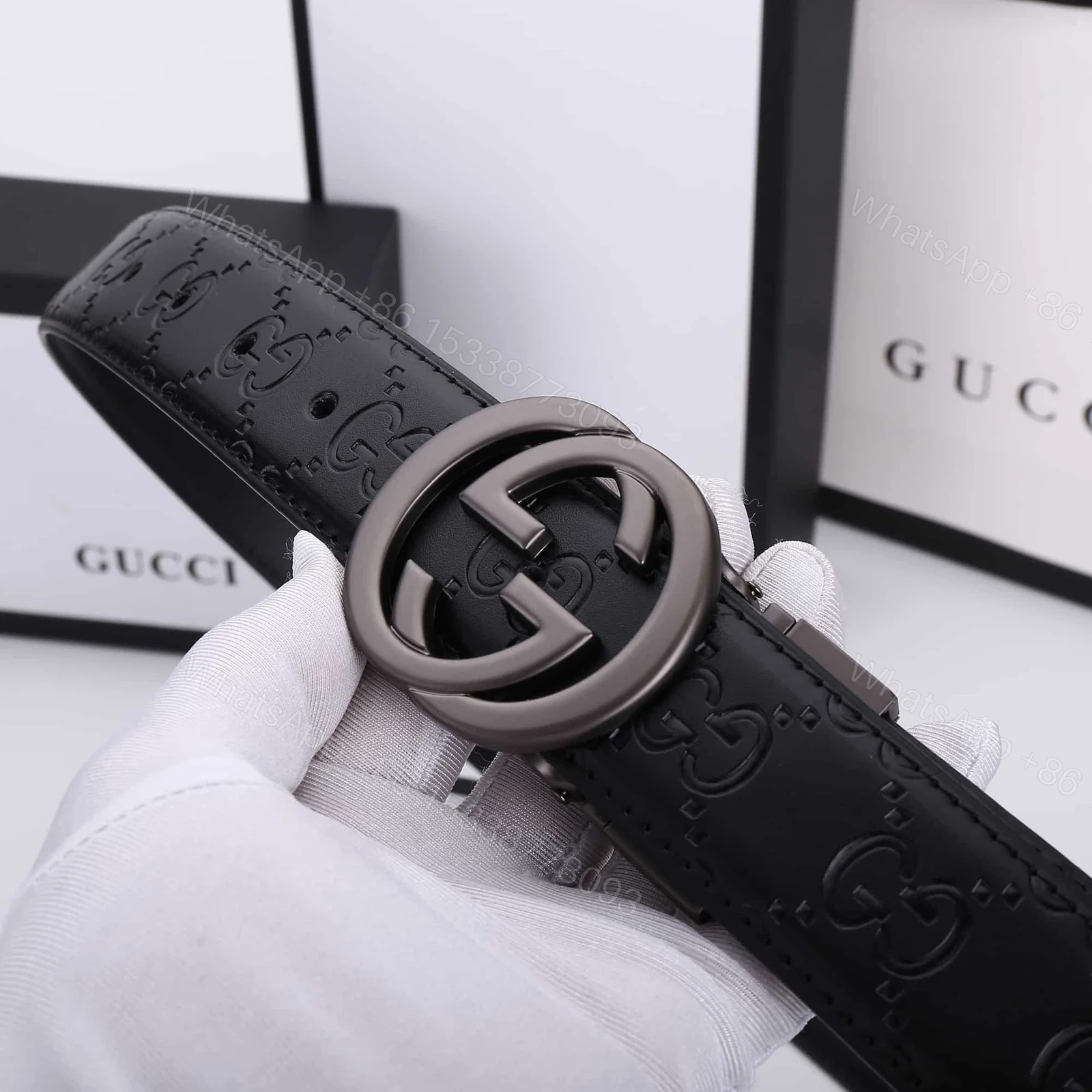 View 4 of GUCCI GG MARMONT REVERSIBLE BELT BLACK MAXI 774153 AABZA 1000