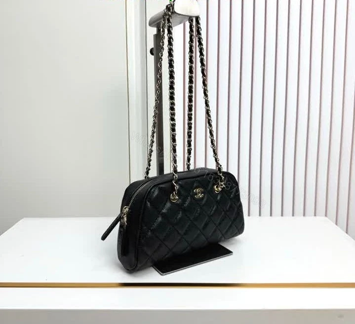 View 2 of Chanel Mini Bowling Clutch with Chain Dupe 62153