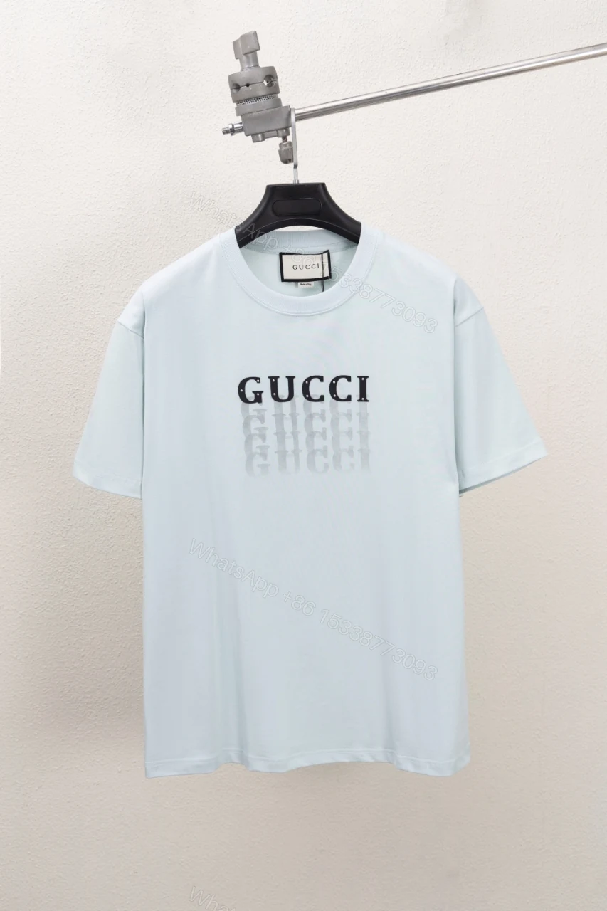 Gucci A貨短袖男T 淺藍漸層LOGO款 清爽穿搭必備推薦 — view 1