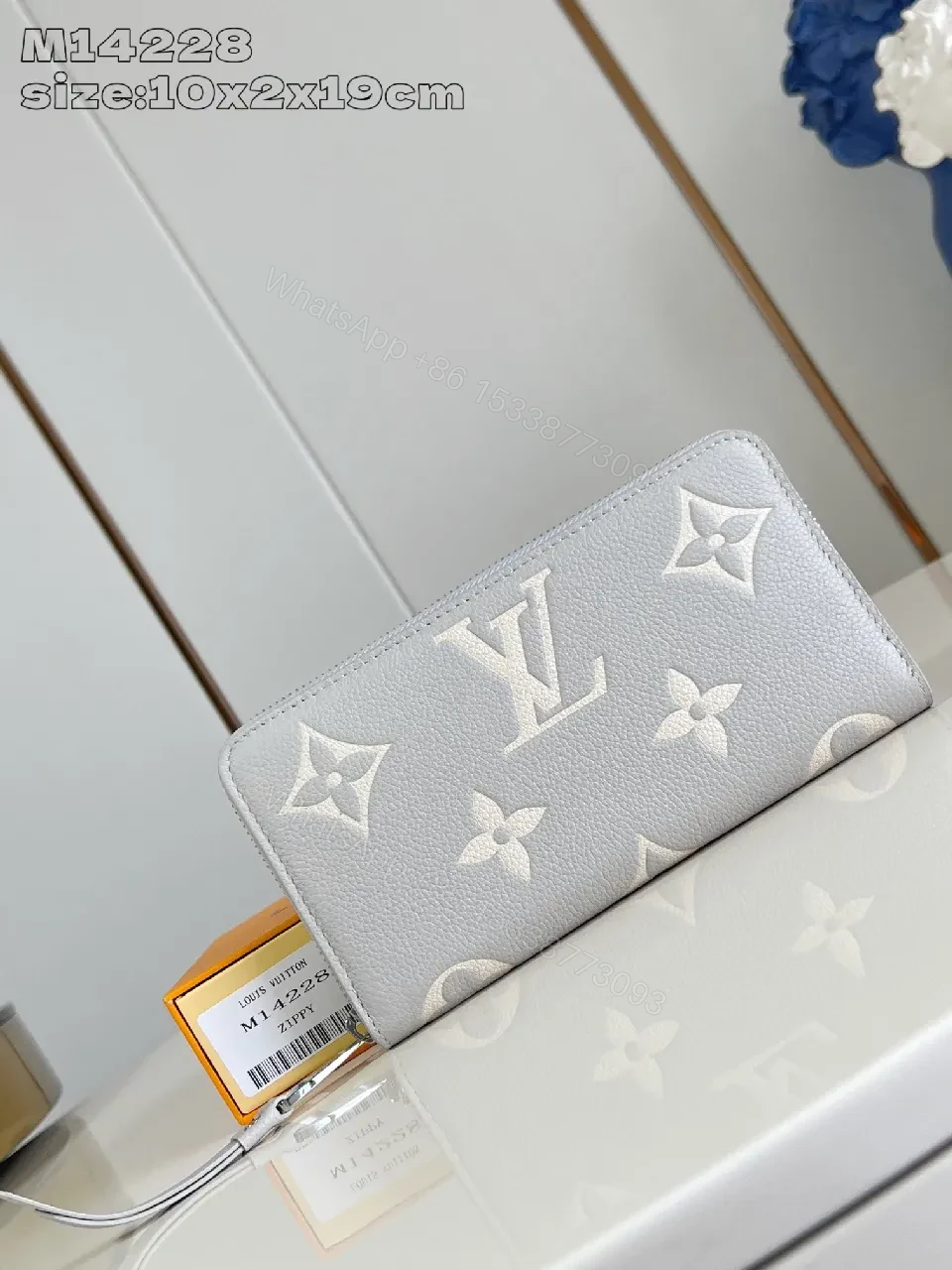 Soft Gray Monogram Wallet: Premium Leather Minimalist Cardholder — view 1