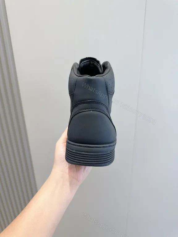 View 7 of Chic Black Leather High-Top Sneakers with Luxury Detailing