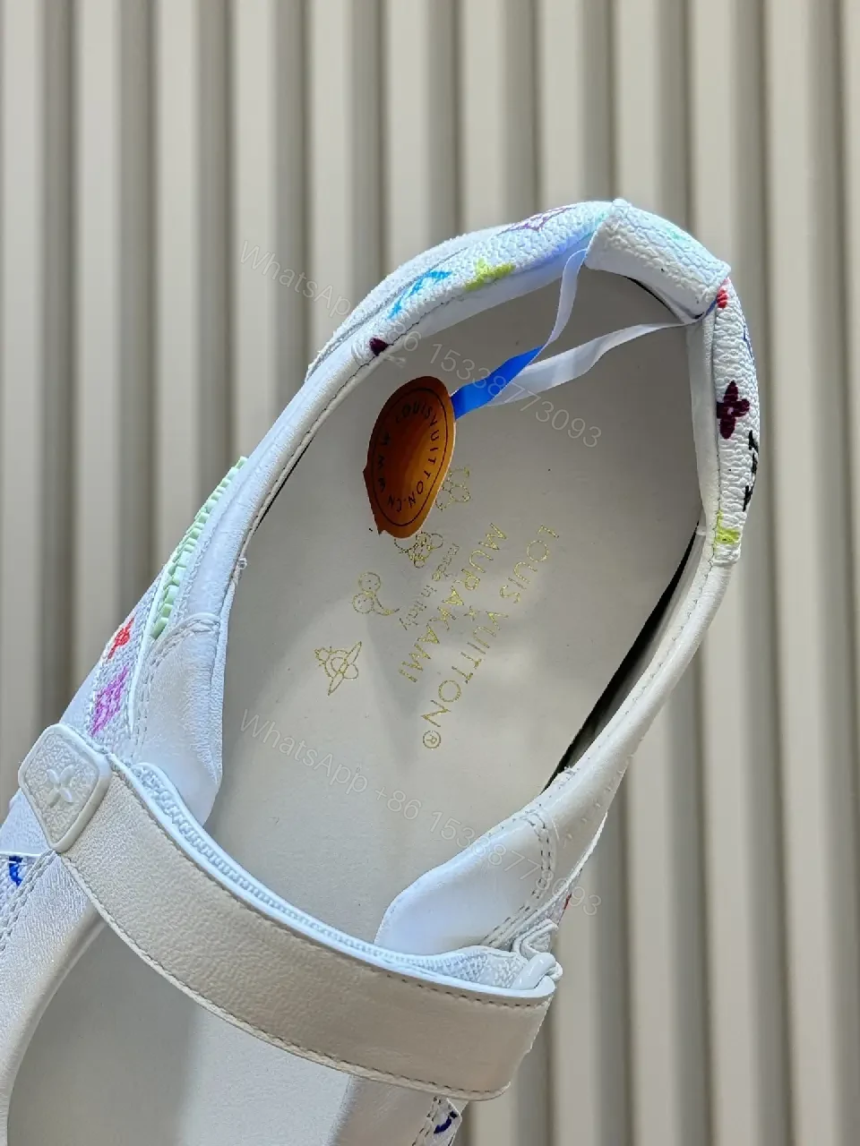 View 2 of White Knit Sneakers - Multicolor LV-Inspired, Cushioned Comfort