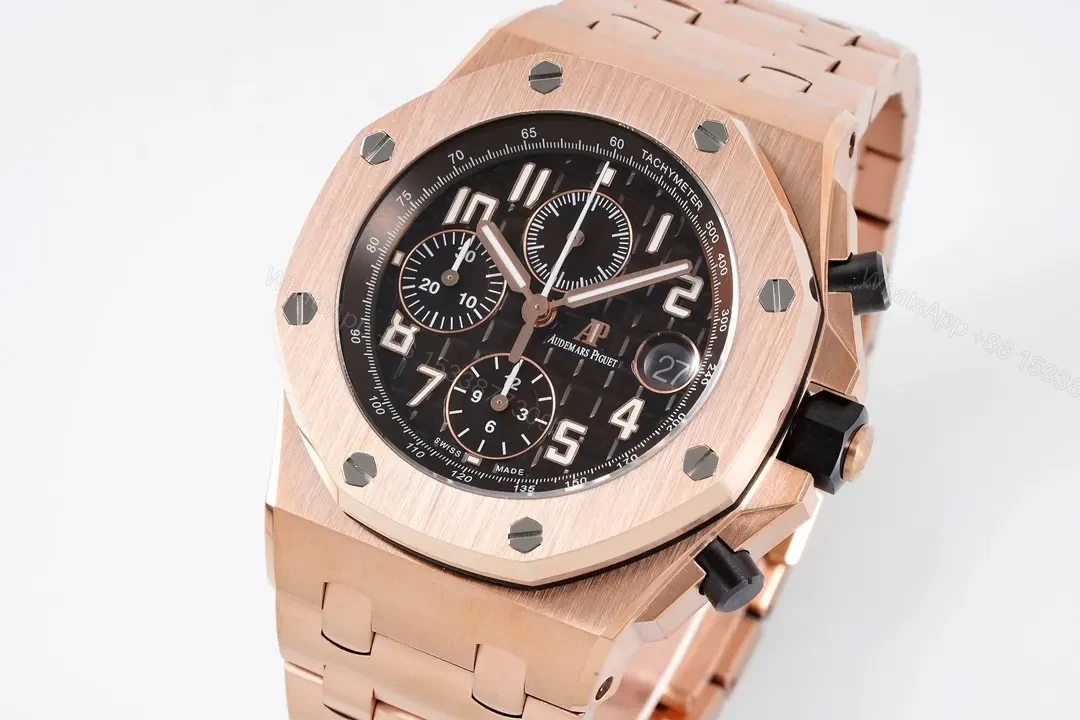 View 3 of V9 Factory Audemars Piguet Royal Oak Offshore Rose Gold Chronograph Watch with Exclusive 4404 Movement