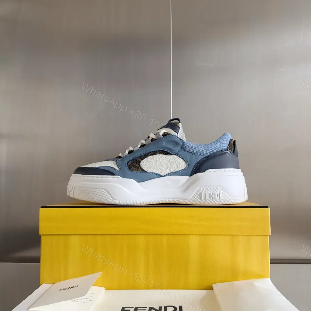 View 7 of Textured Denim-Blend Leather Street Sneakers, All-Day Comfort