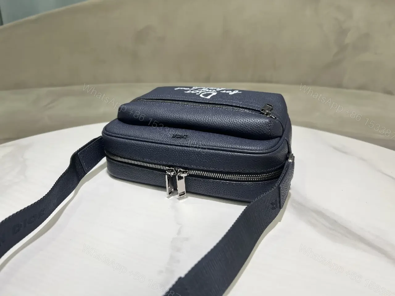 View 6 of Blue Leather Crossbody: Compact Luxury with Playful Edge