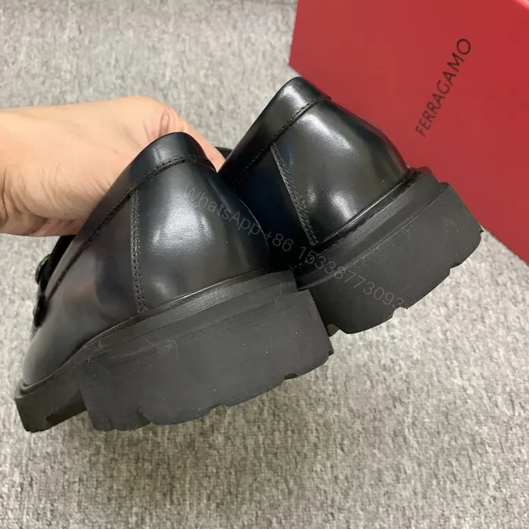 View 2 of Polished Black Leather Loafers - Horsebit Luxury Footwear