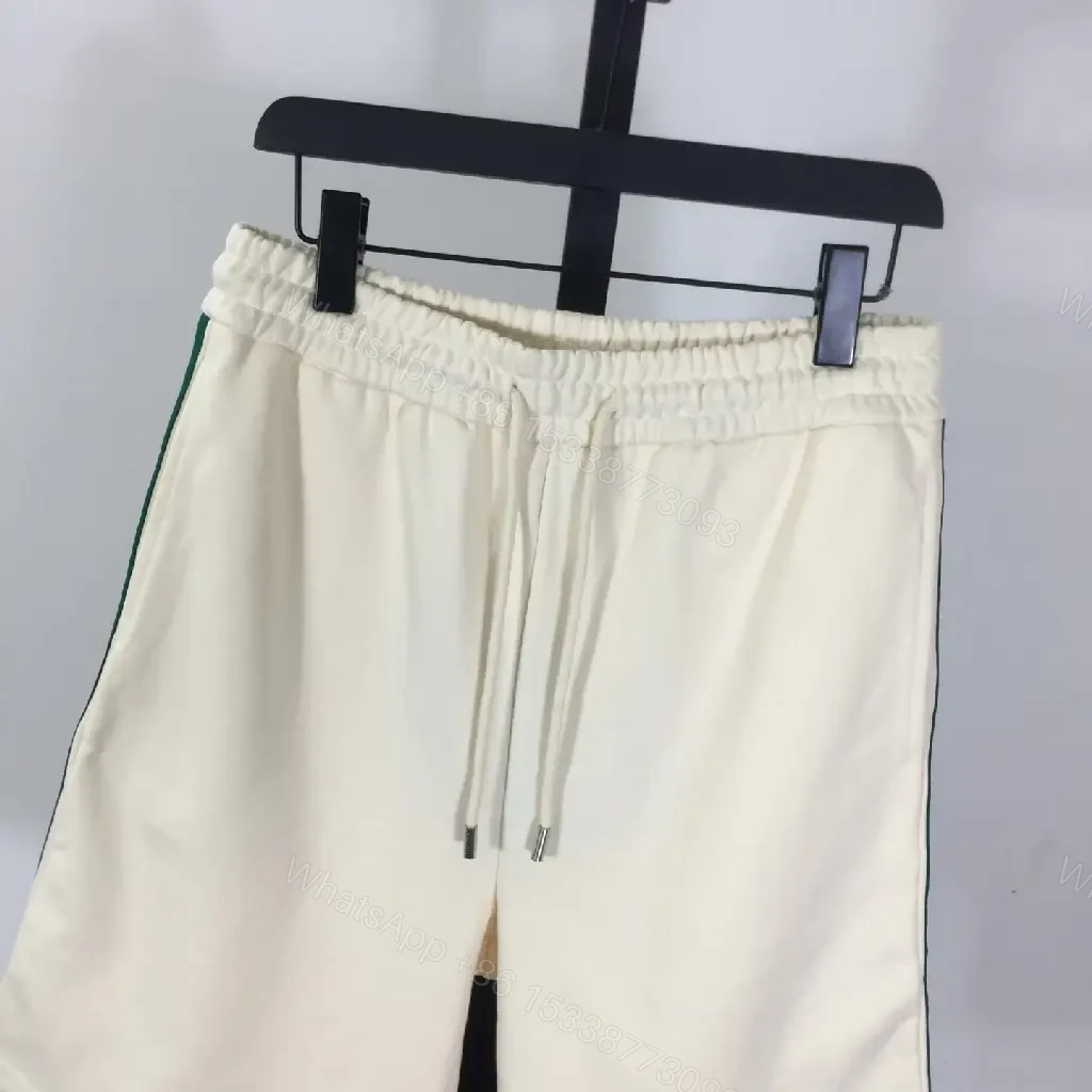 View 2 of Cream Cotton Shorts Elastic Waist Casual Drawstring Shorts