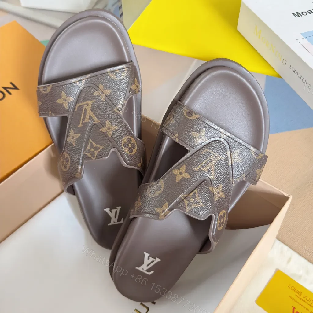 View 4 of Brown Monogram Sandals: Signature Straps, All-Day Comfort