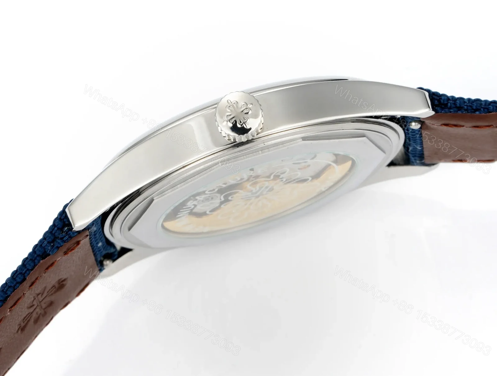 View 6 of Patek Philippe Limited Edition Commemorative Watch PP6007 Calatrava Steel Case Blue Dial Blue Strap Sporty Style