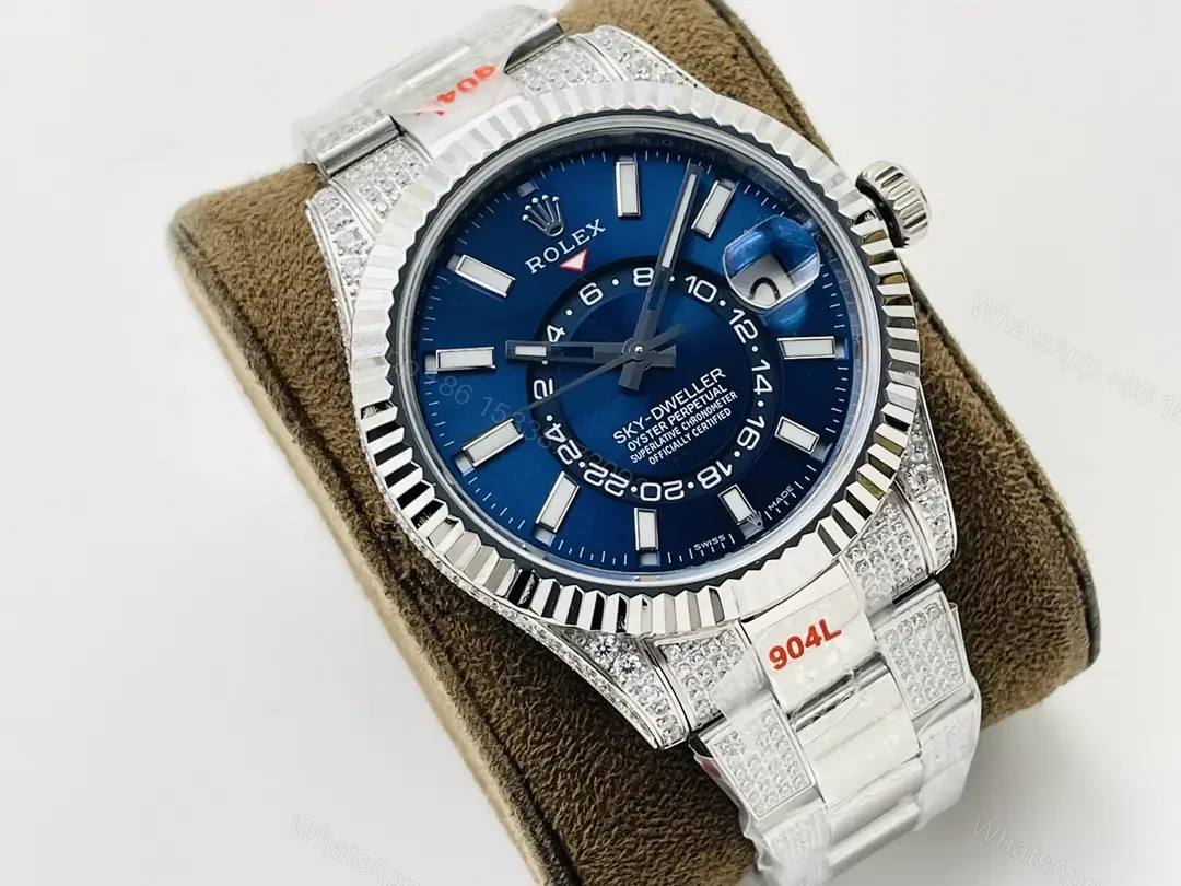 View 2 of Rolex Sky-Dweller 326934 Blue Diamond Paved Oyster Bracelet 42mm RLX-SD-BDP-OYS42-X
