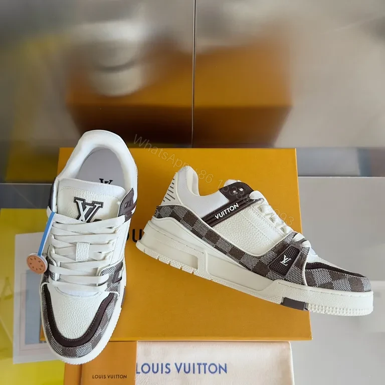 View 5 of Patterned Texture LV High-Top Sneakers â€” Luxury Streetwear Comfort