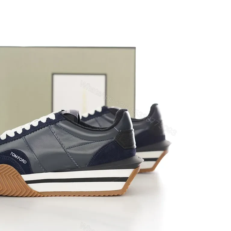 View 9 of Navy Suede & Leather Sneaker â€” Tom Ford Luxury Comfort
