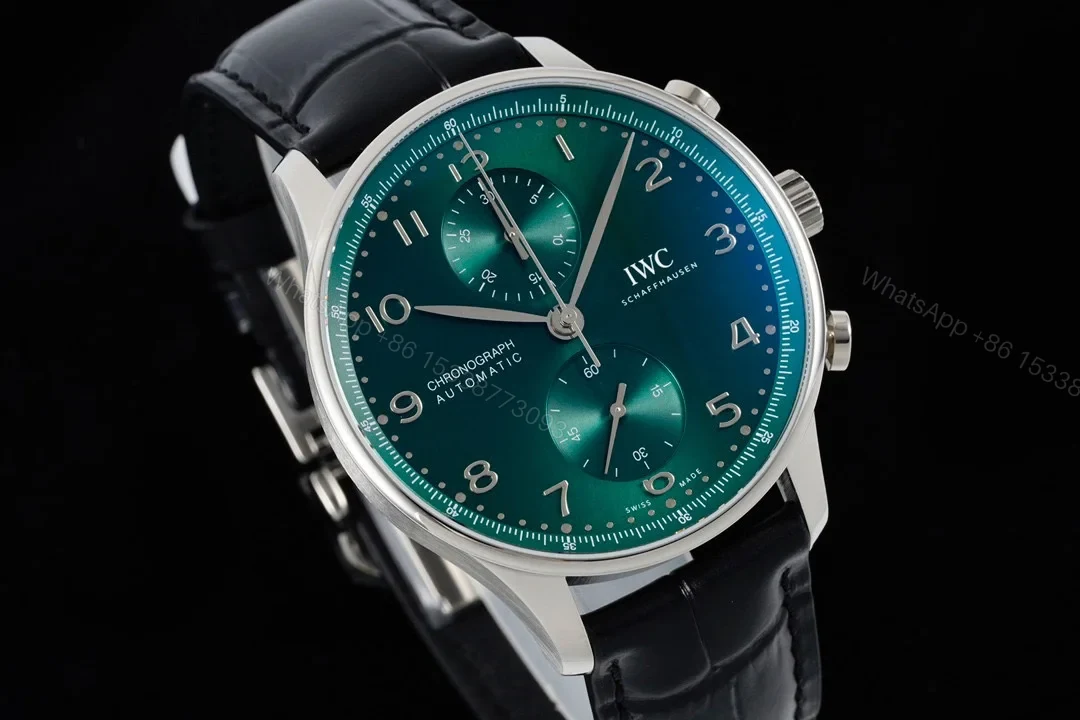 View 3 of IWC Portugieser Chronograph Stainless Steel / Green Dial IW3716-15