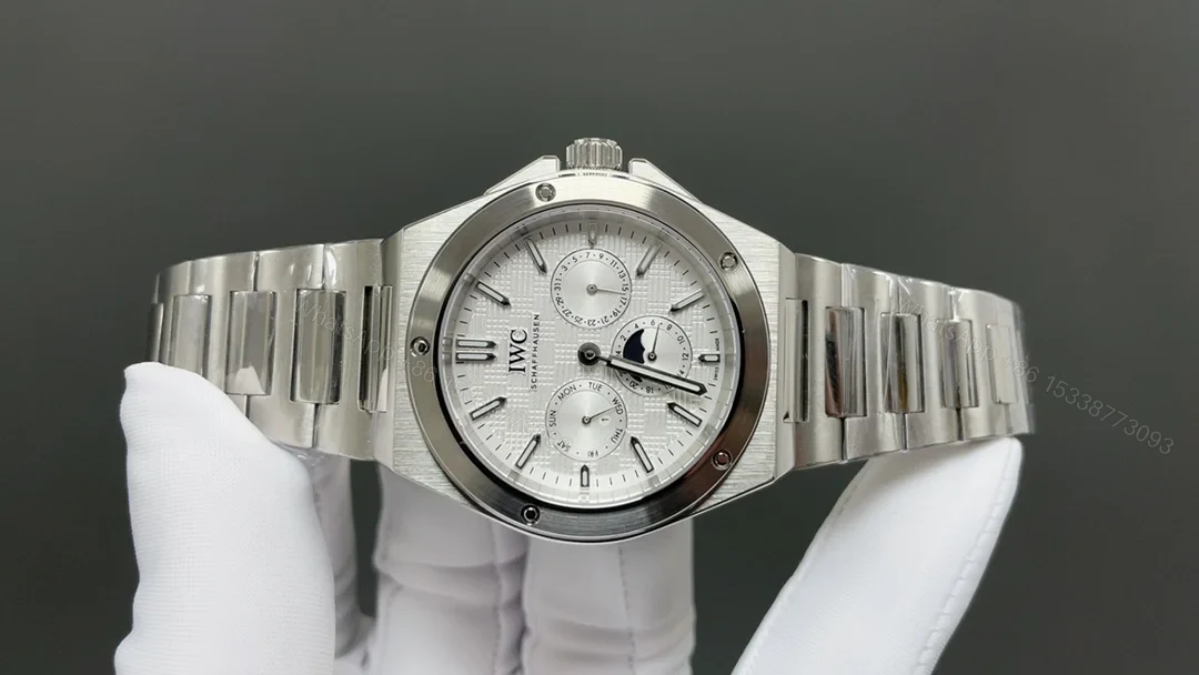 View 2 of IWC Ingenieur Perpetual Calendar Replica 42MM Premium White Dial Steel Bracelet Edition RG-IWC-INGENIEUR-PC-42