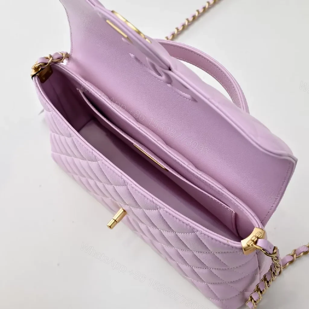 View 4 of Chic Quilted Carryall Bag: Soft Pink, Gold Chain, Luxe Carryall