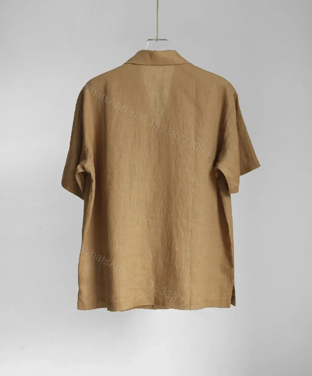 View 5 of Light Brown Heathered Camp Shirt with LV Embroidered Pocket