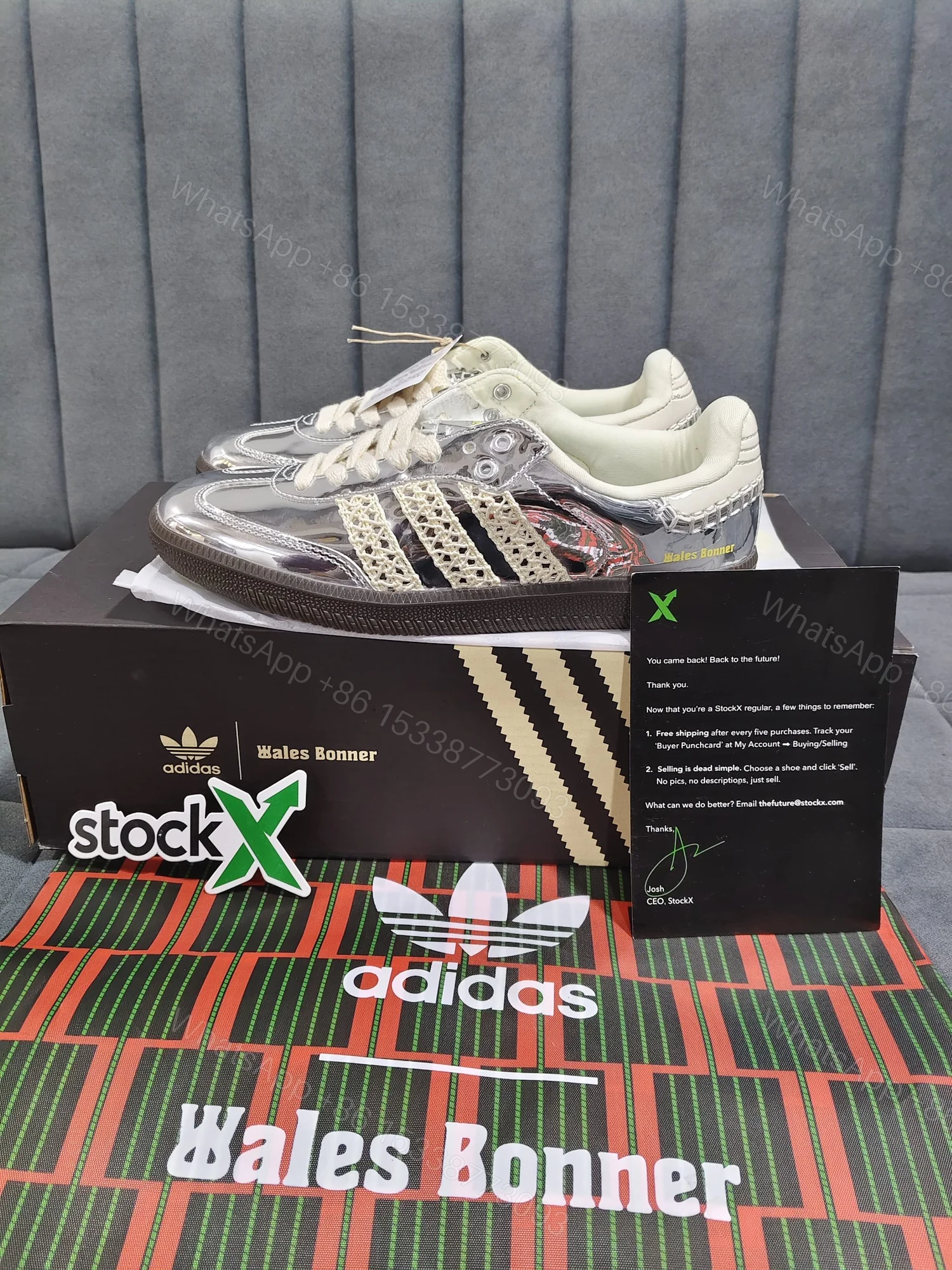 FIRST COPY Adidas Samba x Wales Bonner Silver — view 1