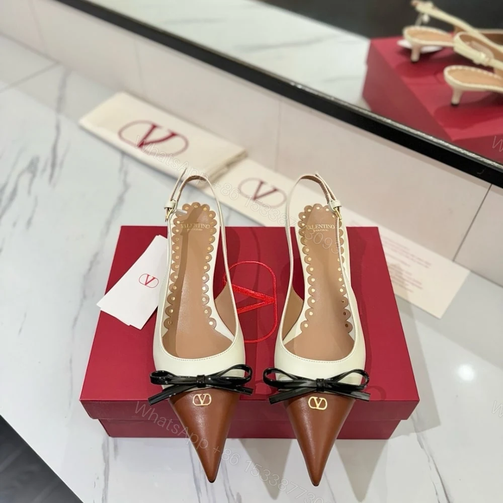View 3 of VALENTINO BEPOINTY SLINGBACK PUMPS IVORY AND TOBACCO 6W2S0LL3YEA CVM