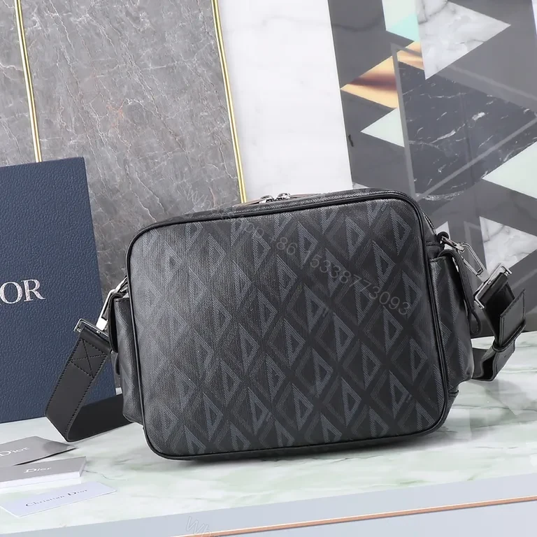 View 9 of Structured Iconic Crossbody: Black/Gray Premium Geometric Texture Tote Bag