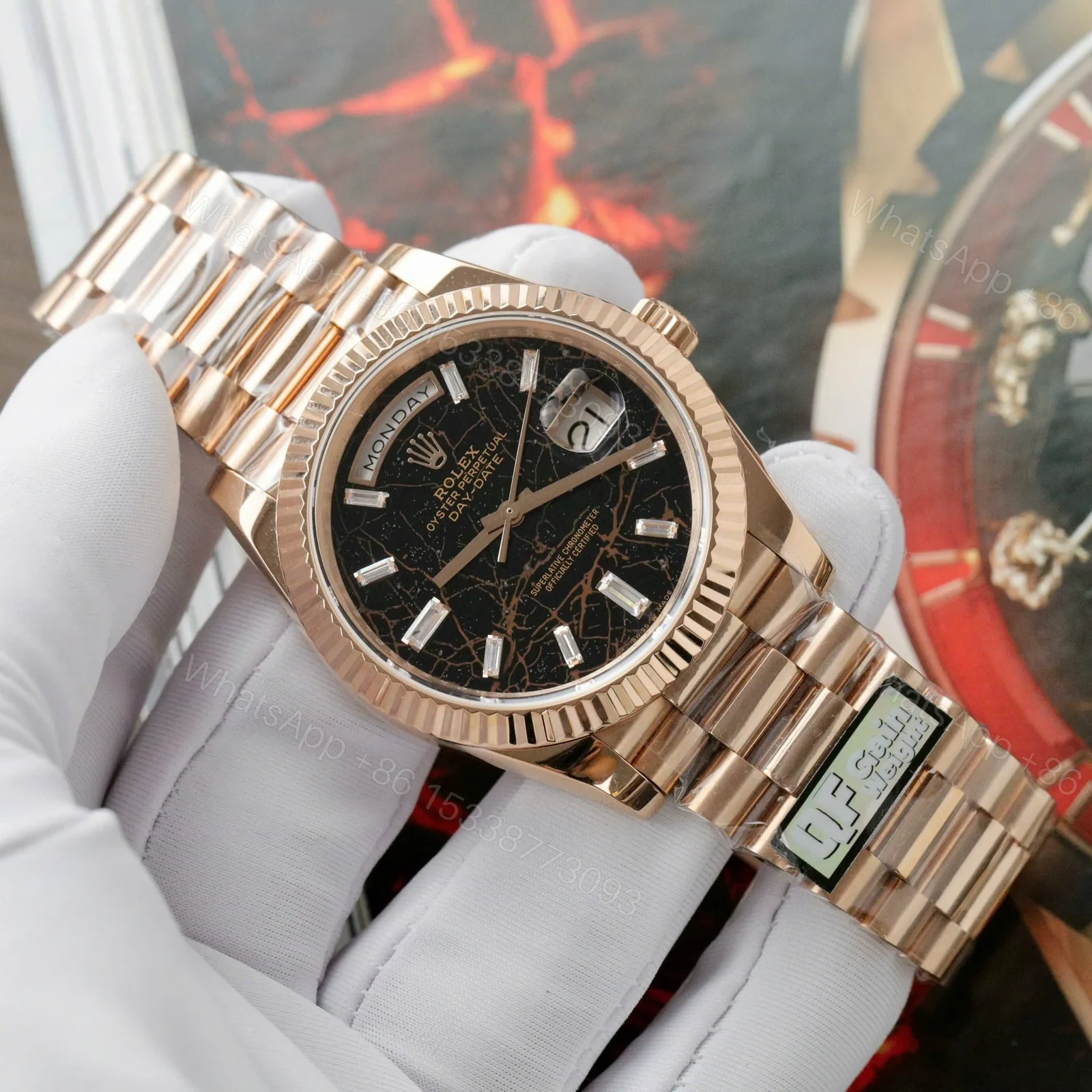 View 2 of Superclone Rolex Day-Date Eisenkiesel Diamond Dial 128235-0041 36 mm