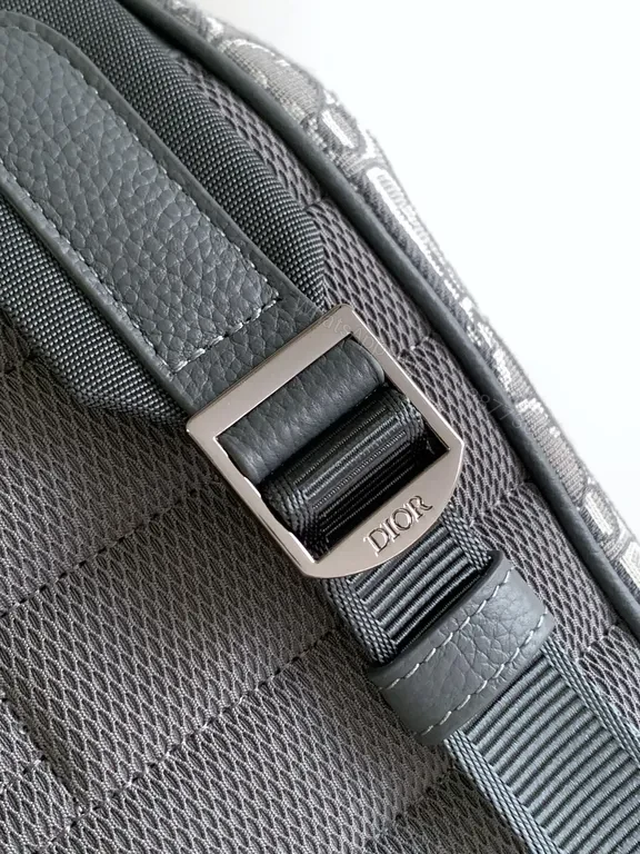 View 6 of Compact Dior Canvas Backpack with Leather Trims